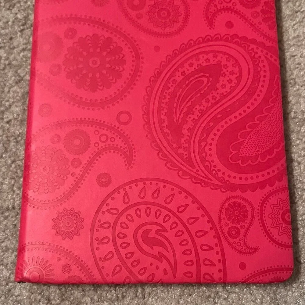 Pink/Red Paisley Faux-Leather Hardcover Lined Journal w/ Ribbon Bookmark